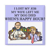 HAPPY HOUR beer joke Refrigerator Magnets
