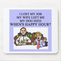 HAPPY HOUR beer joke Mouse Pad