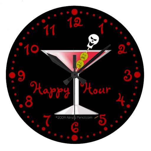 Happy Hour Funny Bloody Martini Clock w/ Minutes Zazzle