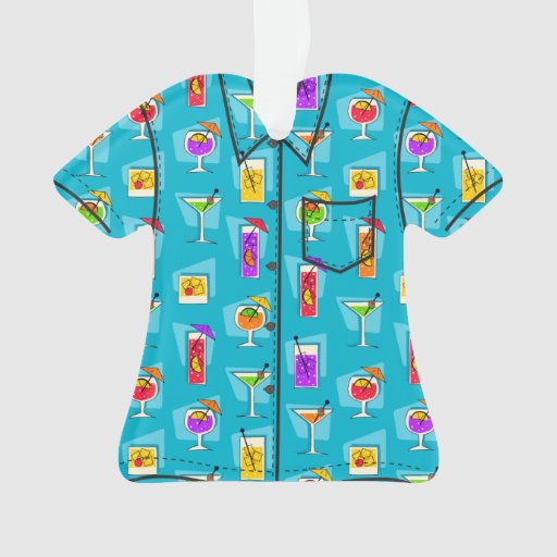 happy hour hawaiian tropical drink aloha shirt ornament christmas aloha shirts