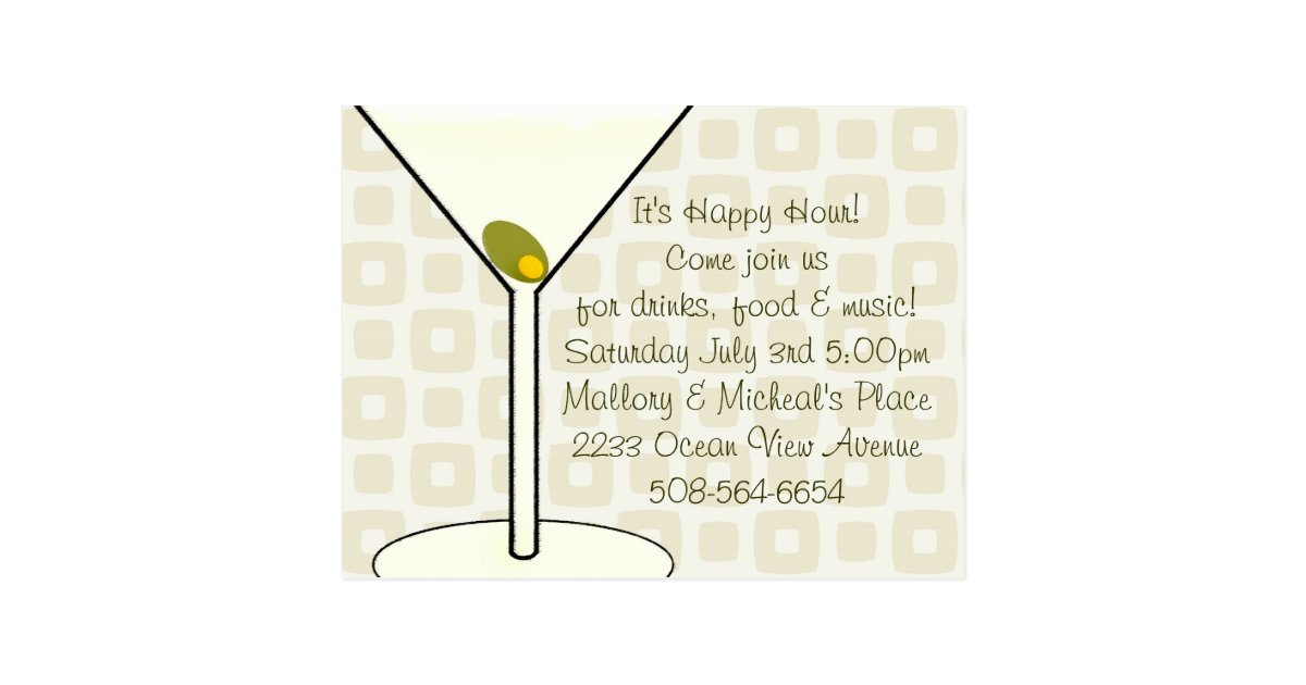 Happy Hour Invitation Postcard | Zazzle