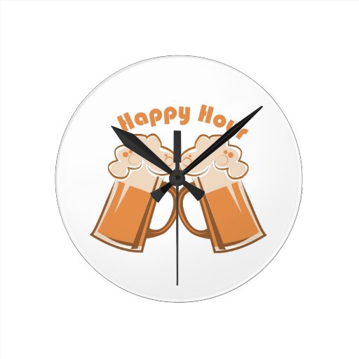 Happy Hour Round Clock Zazzle