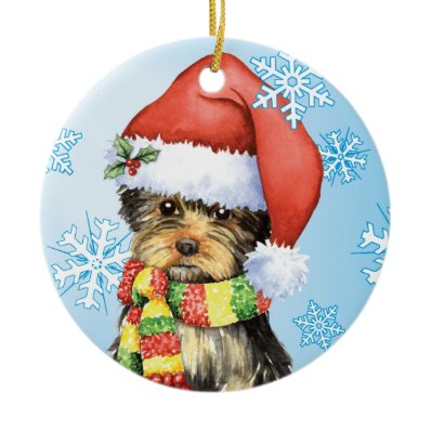 Happy Howliday Yorkie Christmas Tree Ornaments