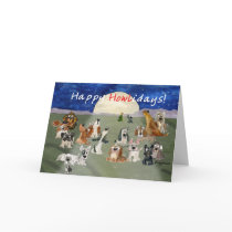 Happy Howlidays Cartoon Dogs Christmas Card