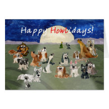 Happy Howlidays Cartoon Dogs Christmas Card