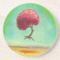 Happy inspirational flying tree fun art Rejoice coasters