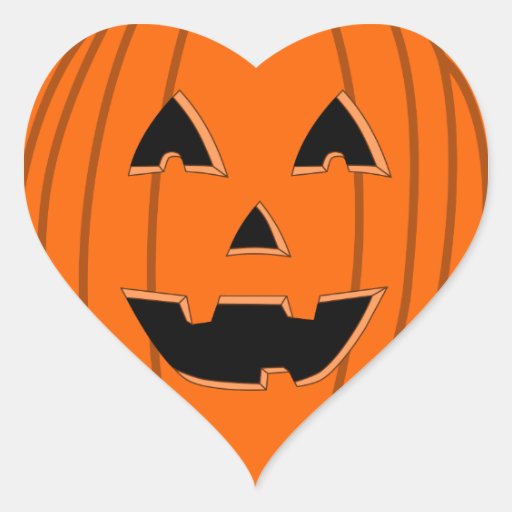 Happy Jack O Lantern Face Cartoon Heart Sticker | Zazzle