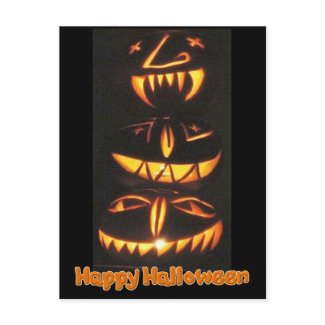 Happy Jack o'Lantern Faces postcard