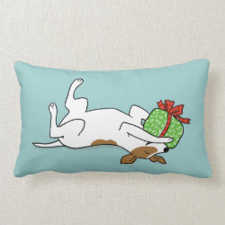Happy Jack Russell Terrier with Christmas Gift Pillow