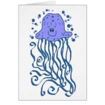 Happy jellyfish blank card