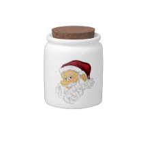 Happy jolly Santa face Christmas holiday candy jar candy jars