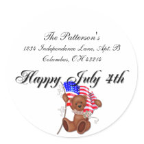 Happy July 4th Teddy Bear/Flag Address Stickers by mrssocolov2 Happy July 4th Teddy Bear/Flag Address Stickers