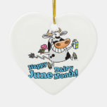 happy june dairy month funny cartoon cow christmas ornaments