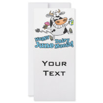 happy june dairy month funny cartoon cow customized rack card