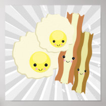 happy kawaii  breakfast posters