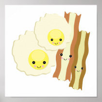 happy kawaii  breakfast poster