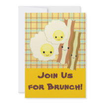 happy kawaii  eggs bacon brunch breakfast invites