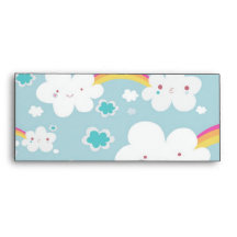 happy kawaii rainbow and cloud sky pattern envelopes