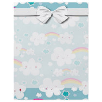 happy kawaii rainbow and cloud sky pattern full color flyer