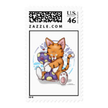 Happy Kitty Cuddling Dolly Stamp