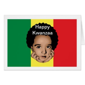 Happy Kwanzaa with African boy and African flag Card