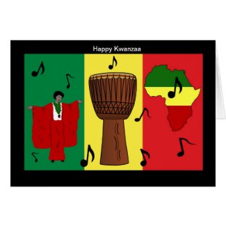 Happy Kwanzaa with African flag, African woman Card