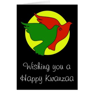Happy Kwanzaa with peace doves in African colors Greeting Card