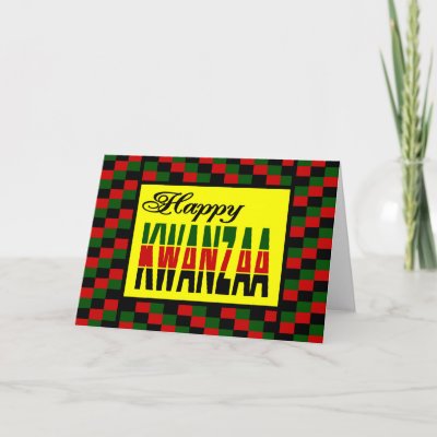 Happy Kwanzaa With Red, Black, and Green Border Greeting Card by birdy27