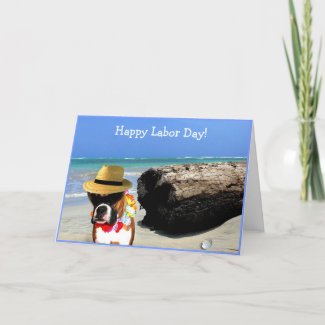 Happy Labor Day Boxer greeting card card