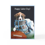 Happy Labor Day Boxer puppy greeting card