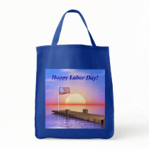 Happy Labor Day US Flag and Dock Canvas Bags