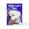 Happy Labor Day white boxer greeting card