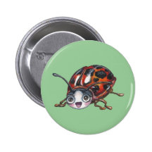 Happy Ladybug Pinback Buttons