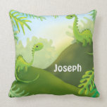 happy land dino dinosaur cartoon throw pillows