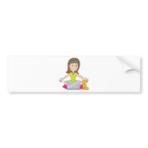 Happy Laptop Lady Bumper Sticker