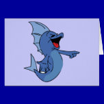 HAPPY LAUGHING BLUE CARTOON FISH GRAPHIC HUMOR LIG cards