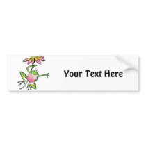 Happy Leaping Frog with Pink Daisy Bumper Sticker