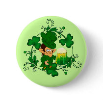 Happy Leprechaun Button