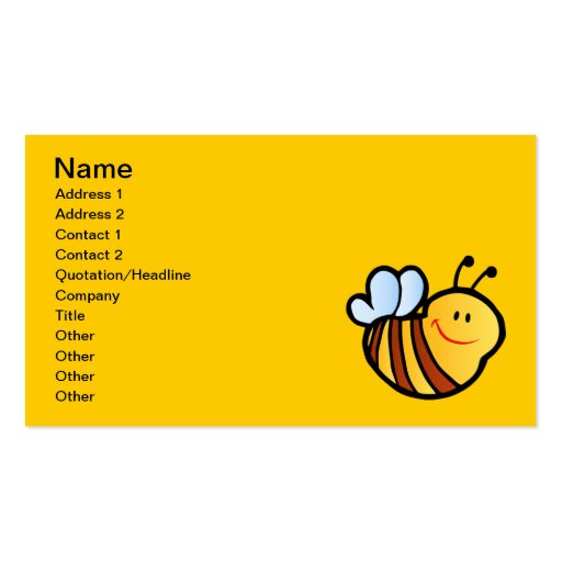 HAPPY LITTLE BUMBLEBEE BEE CARTOON CUTE HONEY INSE BUSINESS CARDS (front side)