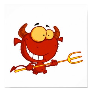 Happy-little-devil-with-pitchfork Postcard