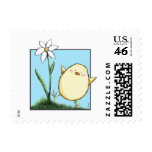 Happy Little Easter Chick and Flower - Small postage
