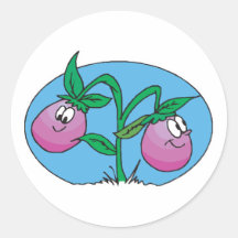 happy little eggplants round sticker