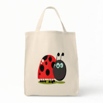 happy little lady bug tote bags