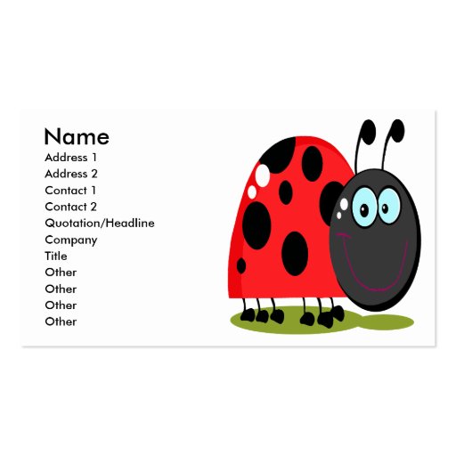 happy little lady bug business card templates (front side)
