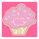 happy little strawberry cupcake posters