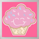 happy little strawberry cupcake posters