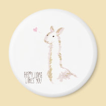 Happy Llama Loves You magnets
