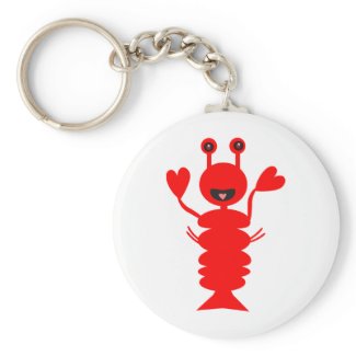 Happy Lobster Basic Round Button Keychain