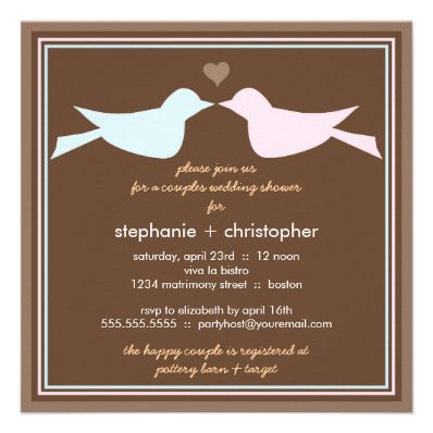 Happy Love Birds Couples Wedding Shower Invitation