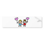 happy lover children with heart shape balloon bumper stickers